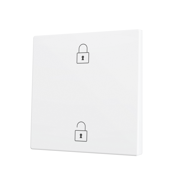 ZS70. Cover for Simple KNX Soft push button 70x70 mm. Tilt up&down - Matt White - Custom. Minimum 100 units per design by Zennio