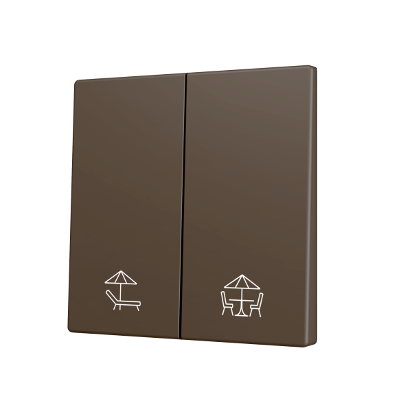 ZS70. Cover for Double KNX Soft push button 70x70 mm. Tilt down - Mocha - Custom. Minimum 100 units per design by Zennio