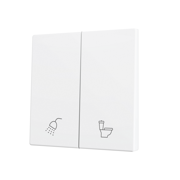 ZS70. Cover for Double KNX Soft push button 70x70 mm. Tilt down - Matt White - Custom. Minimum 100 units per design by Zennio
