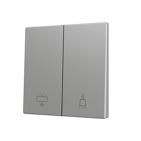 ZS70. Cover for Double KNX Soft push button 70x70 mm. Tilt down - Silver - Custom. Minimum 100 units per design by Zennio