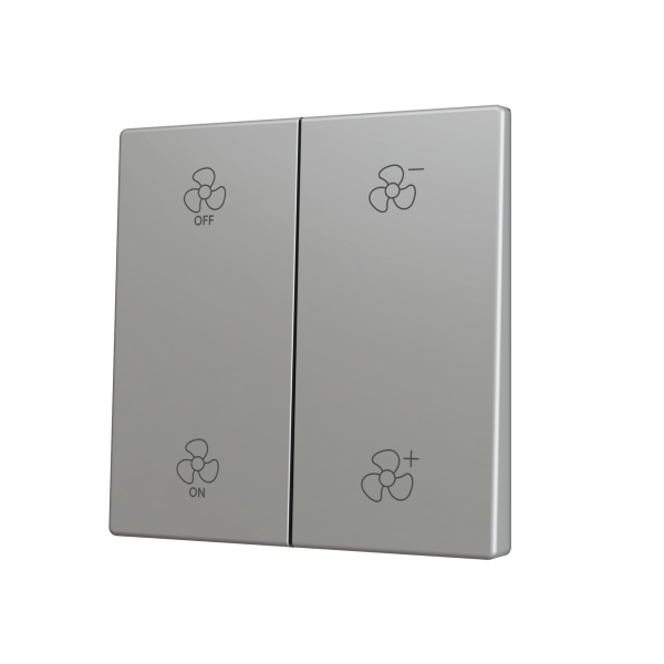 ZS70. Cover for Double KNX Soft push button 70x70 mm. Tilt up&down - Silver - Custom. Minimum 100 units per design by Zennio