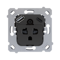 ZS55/ZS70. Euro-American socket insert with USB C and A - without safety shutter (without cover) by Zennio