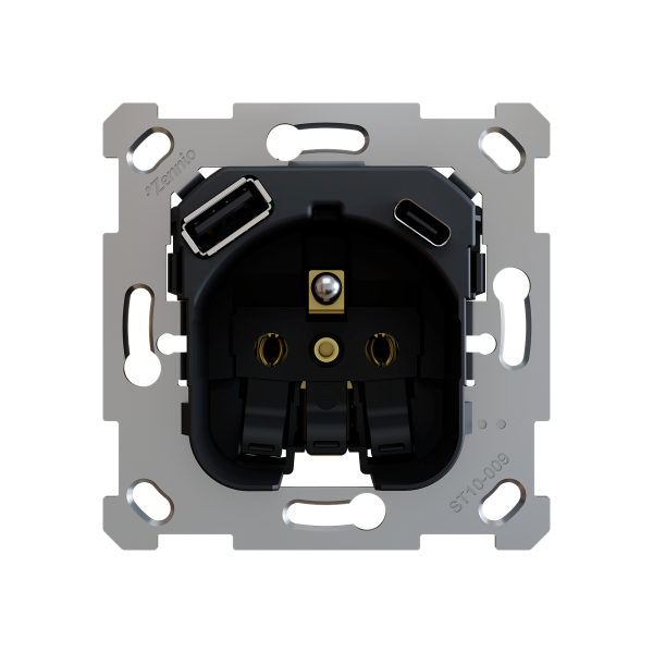 ZS55/ZS70. French socket insert 16 A / 250 V ~ with USB C and A - (without cover) by Zennio