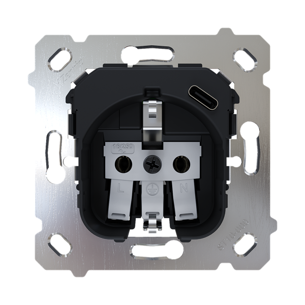 ZS55/ZS70. Schuko socket insert 16 A / 250 V ~ with USB C - (without cover) by Zennio