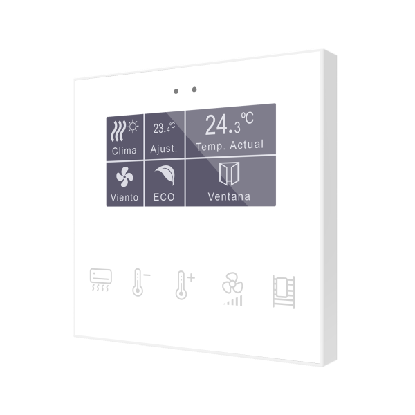 Flat Display v2. Capacitive switch with display and humidity sensor by Zennio
