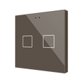 Flat RGB 2. Glass capacitive push button - 2 buttons - Mocha by Zennio