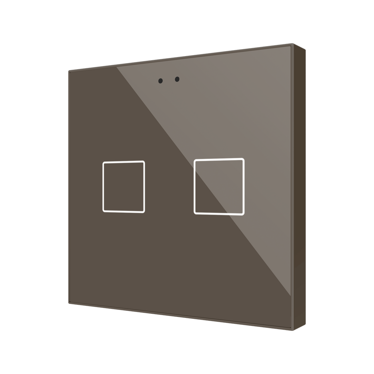 Flat RGB 2. Glass capacitive push button - 2 buttons - Mocha by Zennio