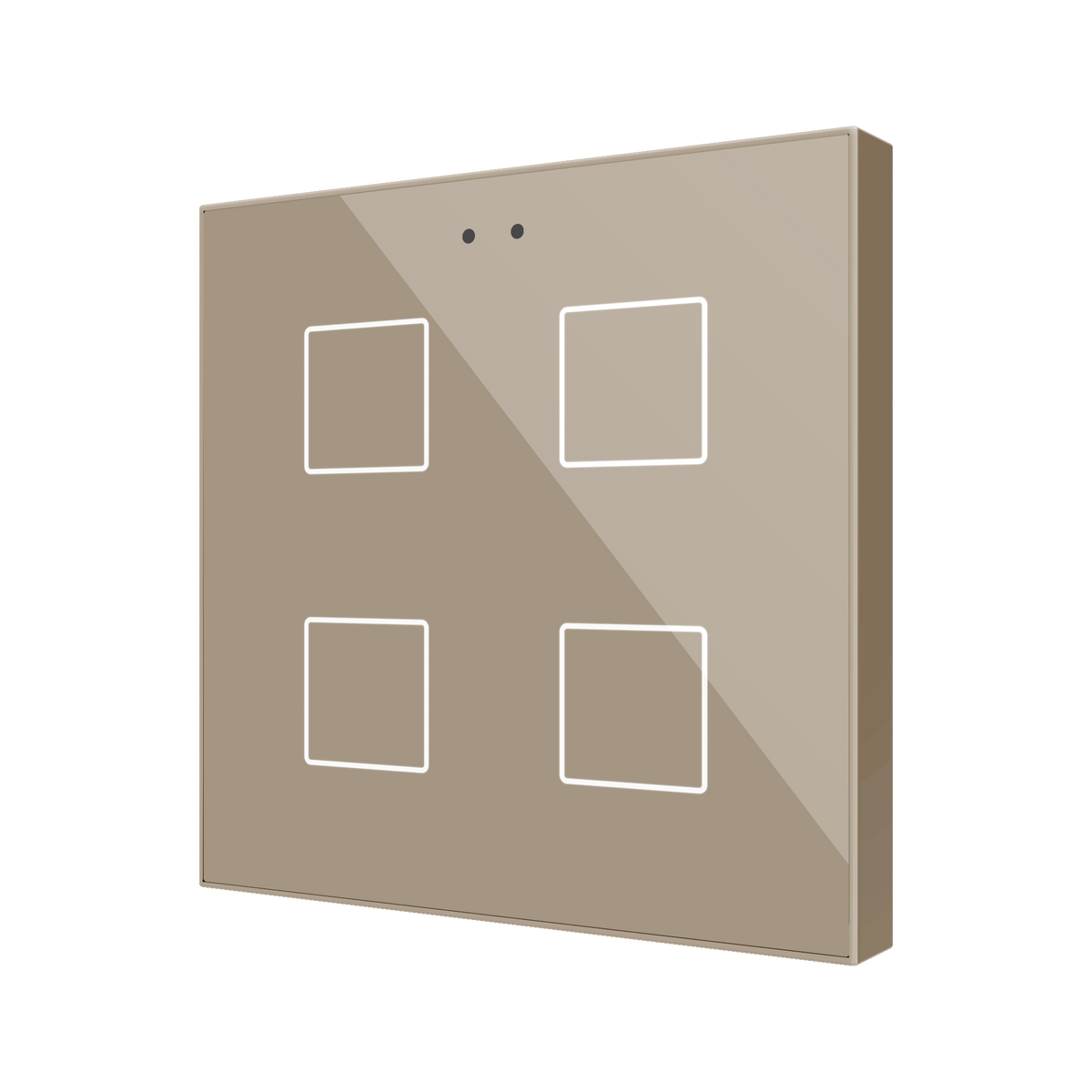 Flat RGB 4. Glass capacitive push button - 4 buttons - Champagne by Zennio