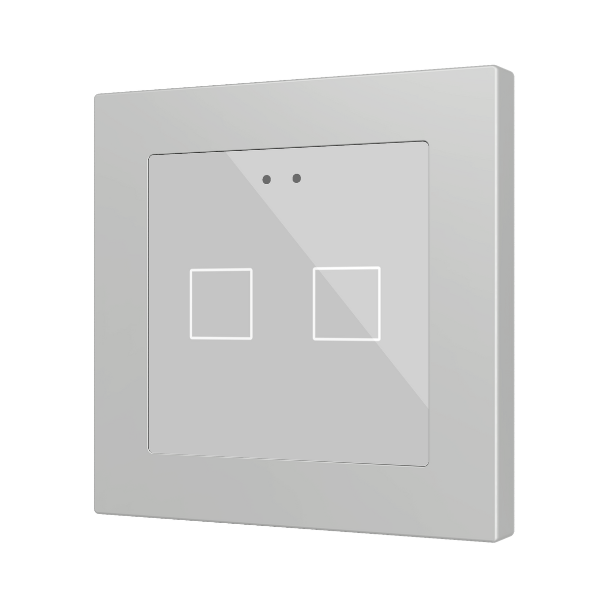 Flat RGB 55 X2. Glass capacitive push button 55x55 - 2 buttons - Silver (ZS55 frame not included) by Zennio