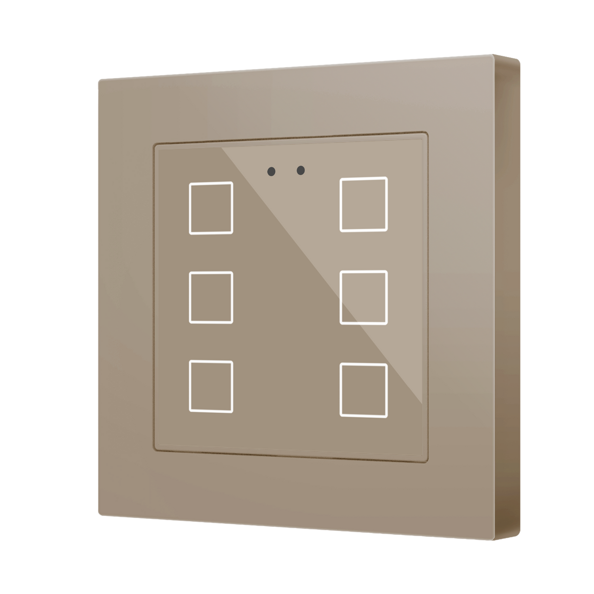 Flat RGB 55 X6. Glass capacitive push button 55x55 - 6 buttons - Champagne (ZS55 frame not included) by Zennio