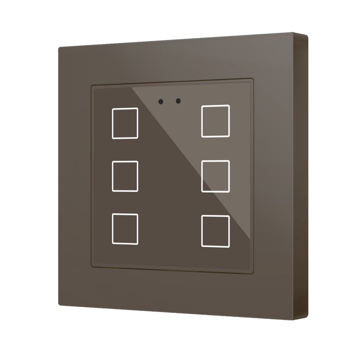 Flat RGB 55 X6. Glass capacitive push button 55x55 - 6 buttons - Mocha (ZS55 frame not included) by Zennio