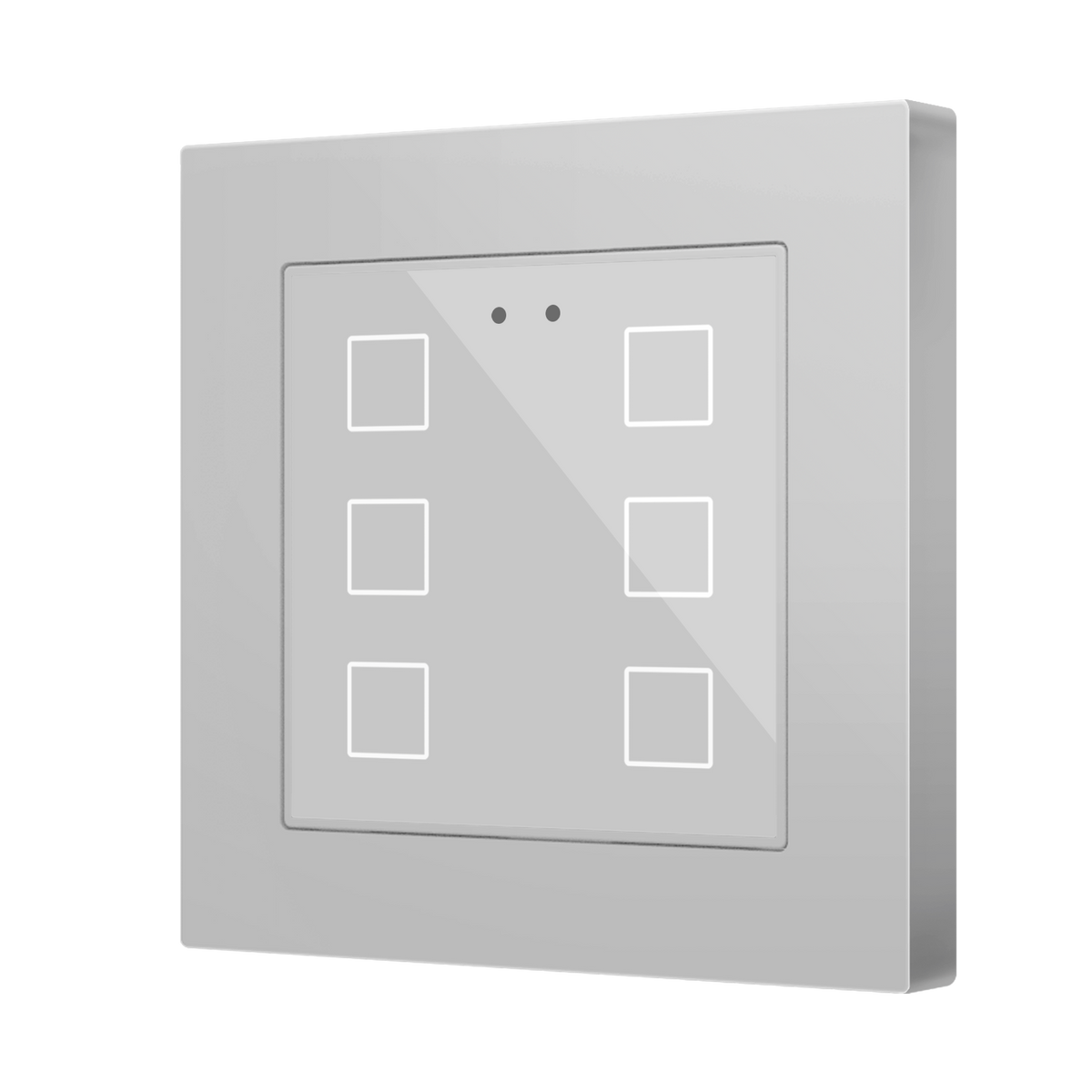 Flat RGB 55 X6. Glass capacitive push button 55x55 - 6 buttons - Silver (ZS55 frame not included) by Zennio