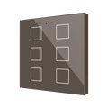 Flat RGB 6. Glass capacitive push button - 6 buttons - Mocha by Zennio