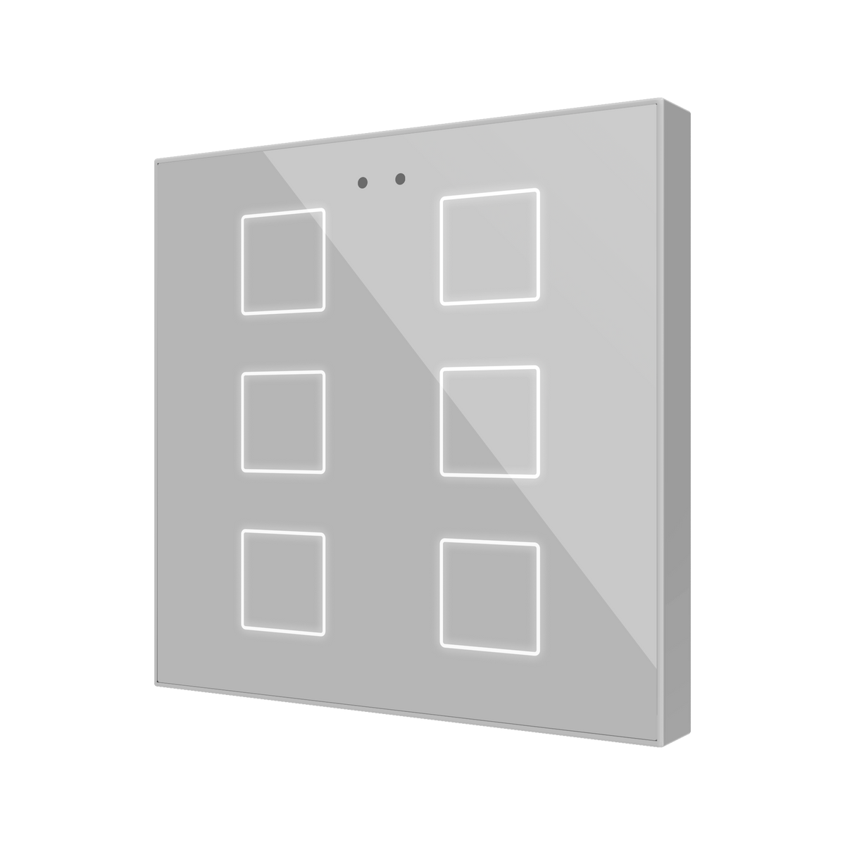 Flat RGB 6. Glass capacitive push button - 6 buttons - Silver by Zennio
