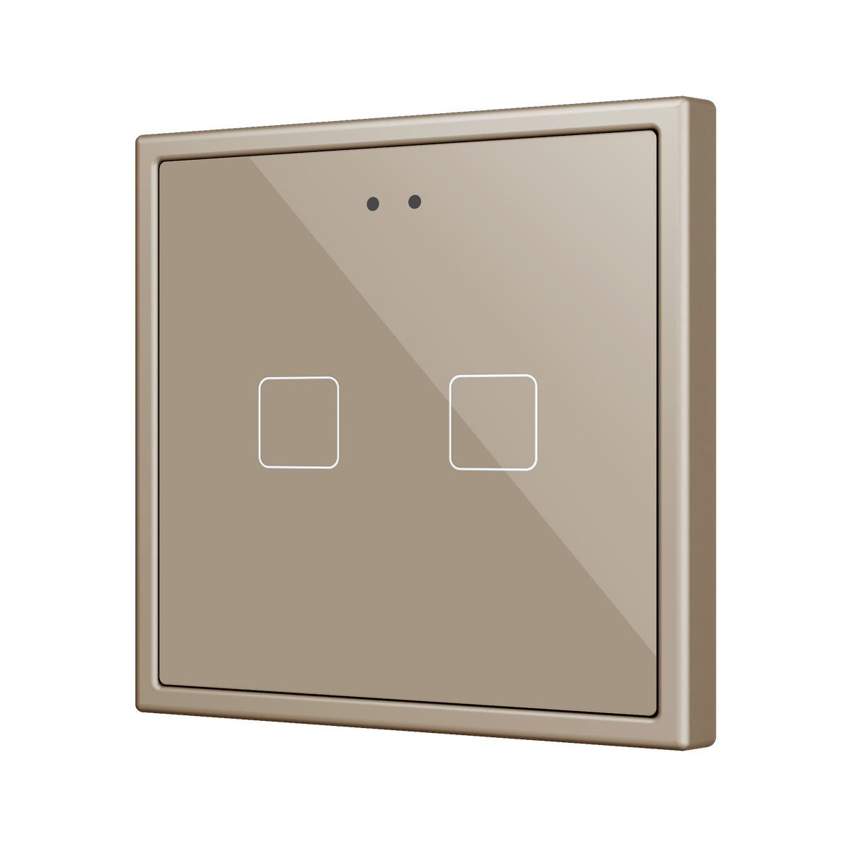 Flat RGB 70 X2. Glass Capacitive push button 70x70 - 2 buttons - Champagne (ZS70 frame not included) by Zennio