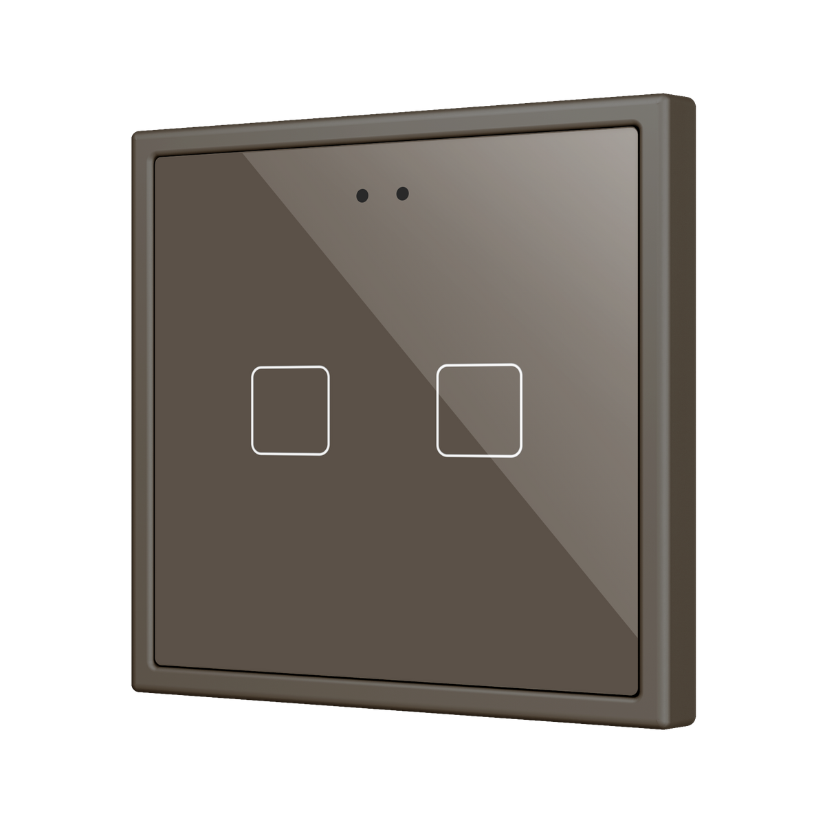 Flat RGB 70 X2. Glass Capacitive push button 70x70 - 2 buttons - Mocha (ZS70 frame not included) by Zennio