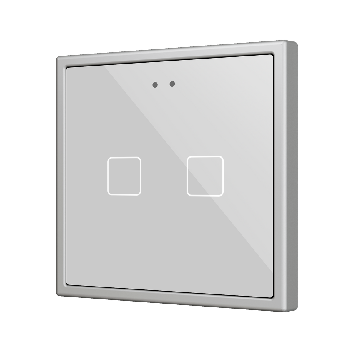 Flat RGB 70 X2. Glass Capacitive push button 70x70 - 2 buttons - Silver (ZS70 frame not included) by Zennio