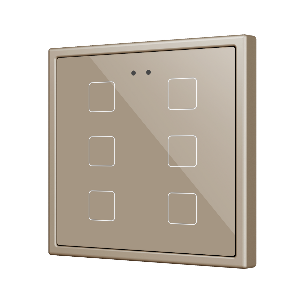 Flat RGB 70 X6. Glass Capacitive push button 70x70 - 6 buttons - Champagne (ZS70 frame not included) by Zennio