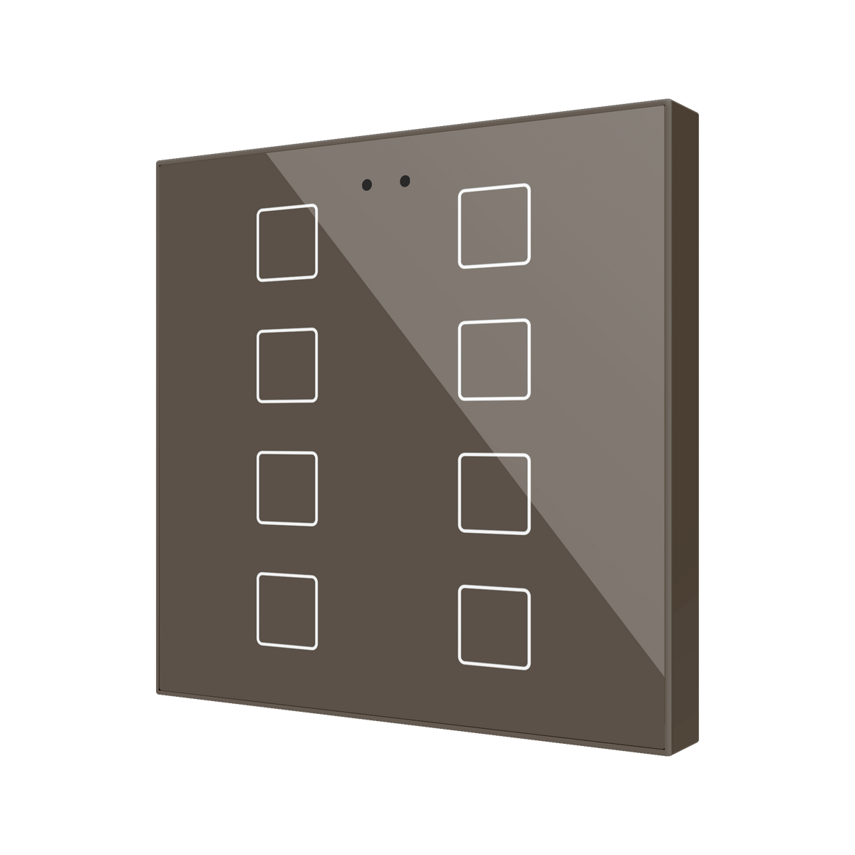 Flat RGB 8. Glass capacitive push button - 8 buttons - Mocha by Zennio