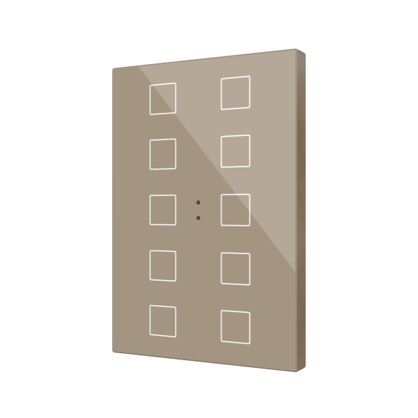 Flat XL X10. Glass capacitive push button - 10 buttons - Champagne by Zennio