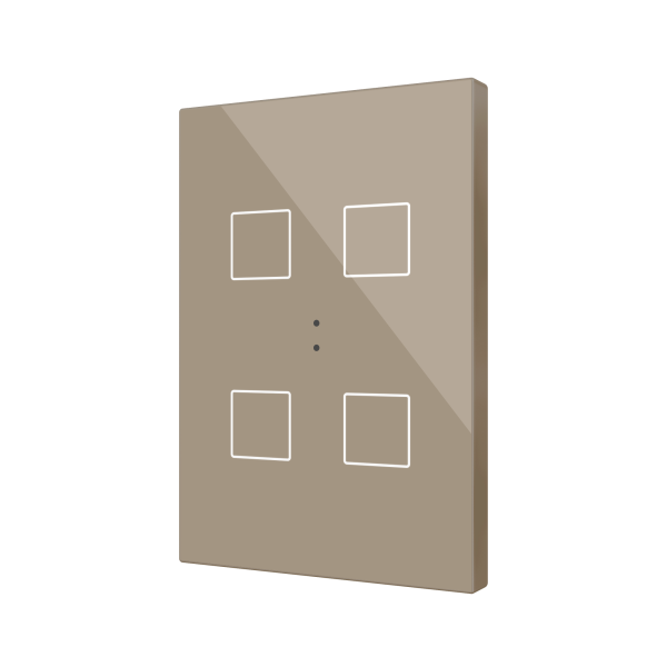 Flat XL X4. Glass capacitive push button - 4 buttons - Champagne by Zennio