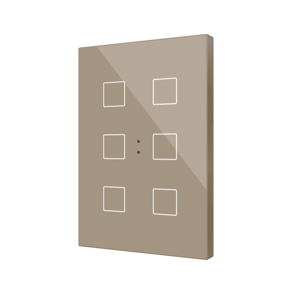Flat XL X6. Glass capacitive push button - 6 buttons - Champagne by Zennio