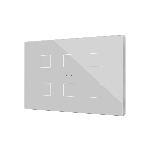 Flat XL X6. Glass capacitive push button - 6 buttons - Silver by Zennio