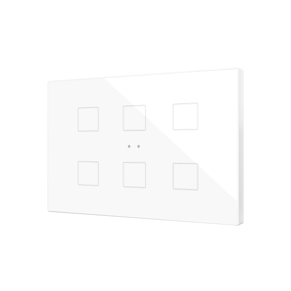 Flat XL X6. Glass capacitive push button - 6 buttons - White by Zennio