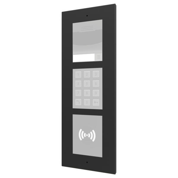 GetFace IP - Flush installation - Frame - 3 modules - Black (must be together with ZVP-FBOX3) by Zennio