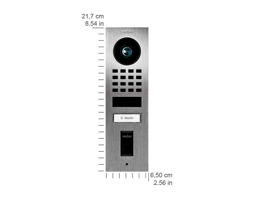 DoorBird D1101FV Fingerprint 50 IP Video Intercom, 1 Call Button, with Fingerprint Reader, Surface-mount