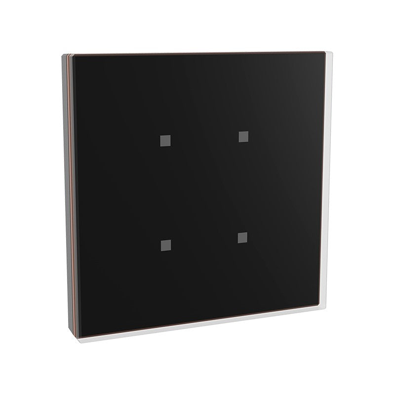 LaükaDot KNX capacitive glass push button, 4 keys – Dinuy – Black glass / copper frame