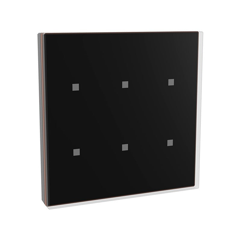LaükaDot KNX capacitive glass push button, 6 keys – Dinuy – Black glass / copper frame