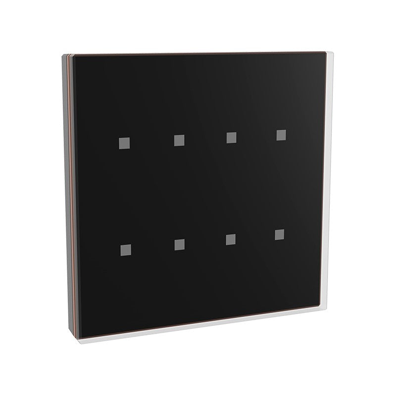 LaükaDot KNX capacitive glass push button, 8 keys – Dinuy – Black glass / copper frame