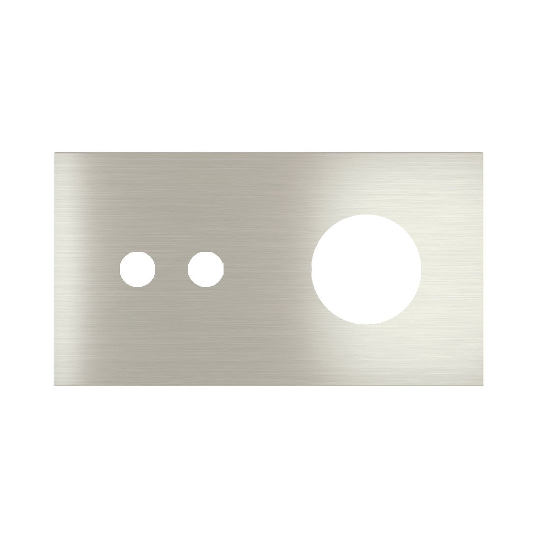 Ekinex Proxima 2-fold magnetic plate for 2-rocker pushbutton + Schuko/FR/IL socket EK-P2A-2T – Steel Brushed