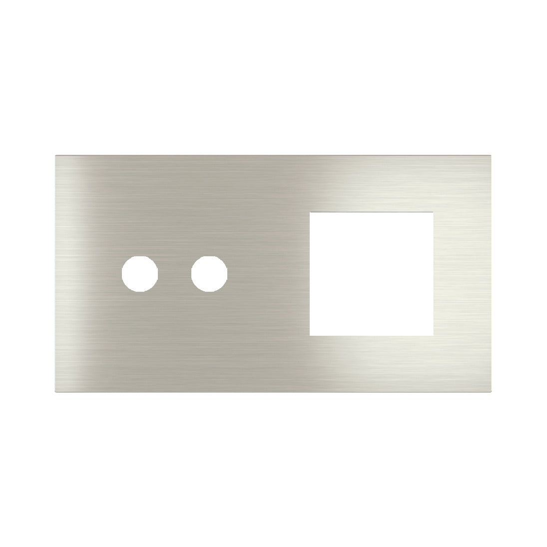 Ekinex Proxima 2-fold magnetic plate for 2-rocker pushbutton + 45x45 window EK-P2A-2P – Steel Brushed