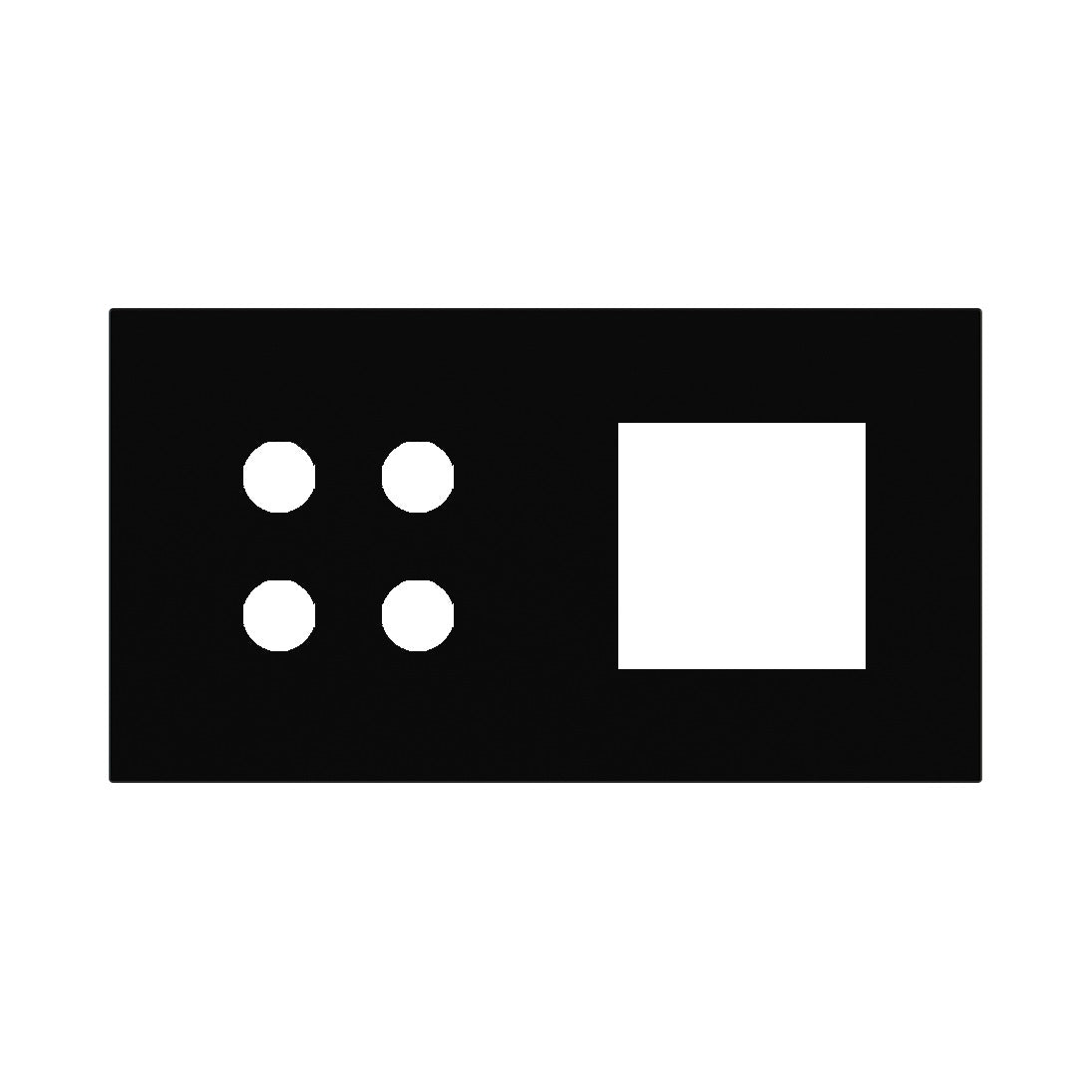 Ekinex Proxima 2-fold magnetic plate for 4-rocker pushbutton + 45x45 window EK-P2A-4P – Intense Black RAL 9005