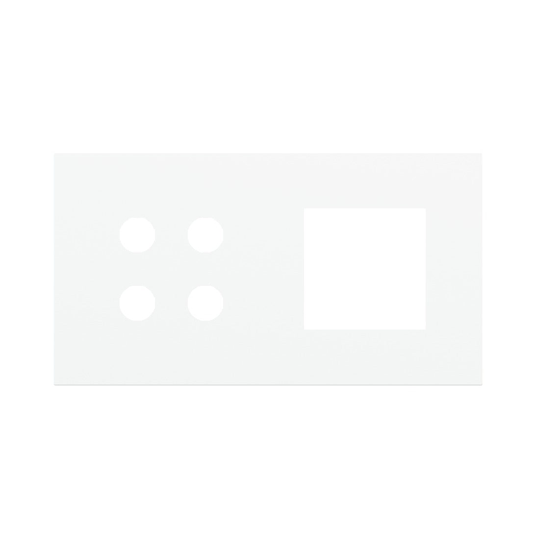 Ekinex Proxima 2-fold magnetic plate for 4-rocker pushbutton + 45x45 window EK-P2A-4P – Pure White RAL 9016