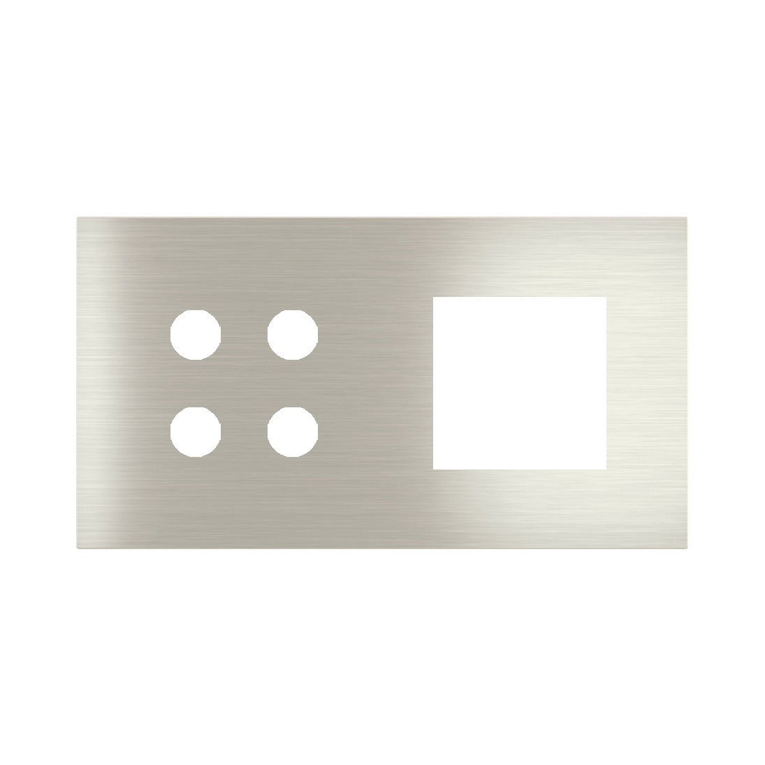 Ekinex Proxima 2-fold magnetic plate for 4-rocker pushbutton + 45x45 window EK-P2A-4P – Steel Brushed
