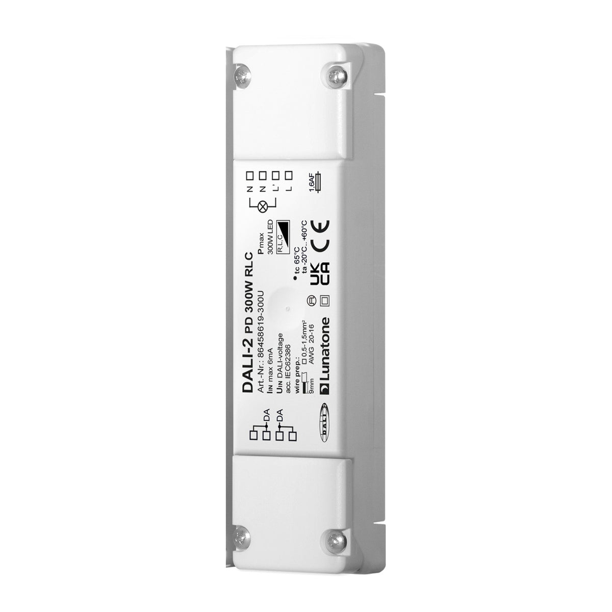 DALI-2 universal phase-cut dimmer 10–300 W, R/L/C, remote housing – Lunatone